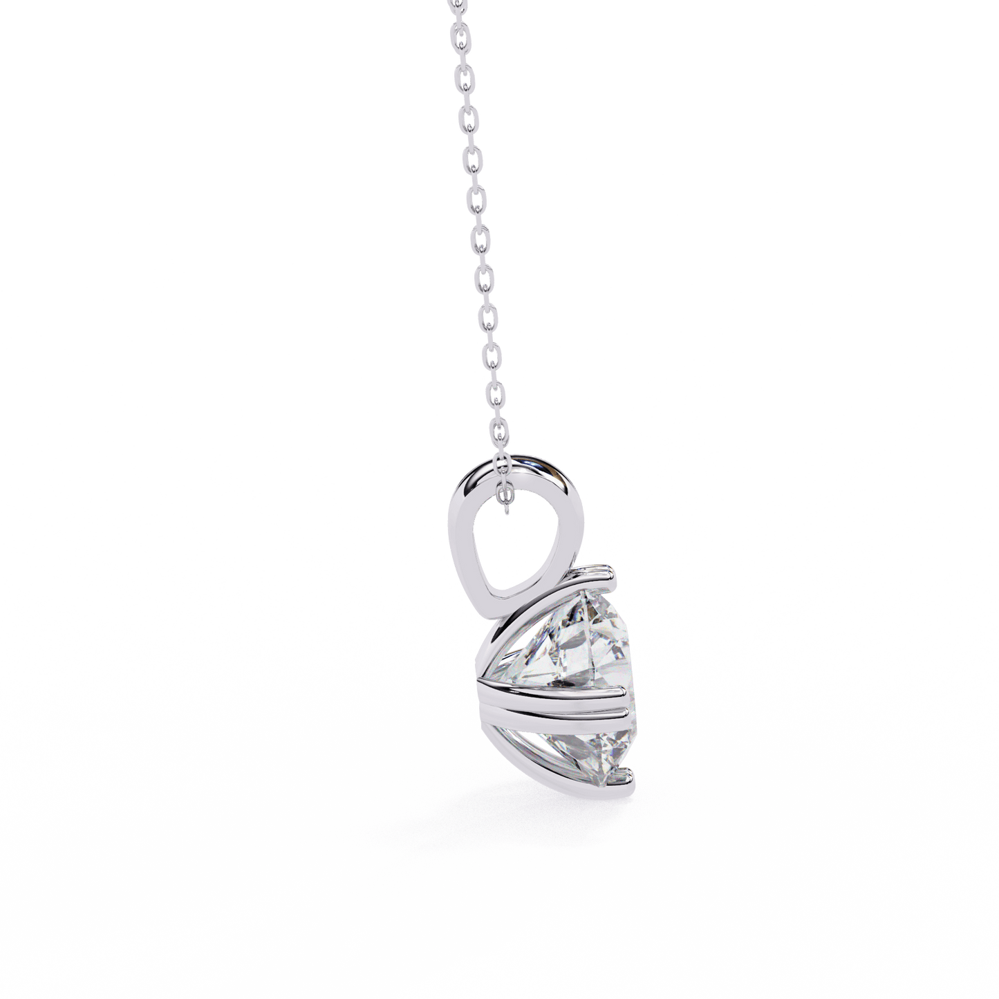 Donna – Round Solitaire Pendant in Compass Double Prong Setting