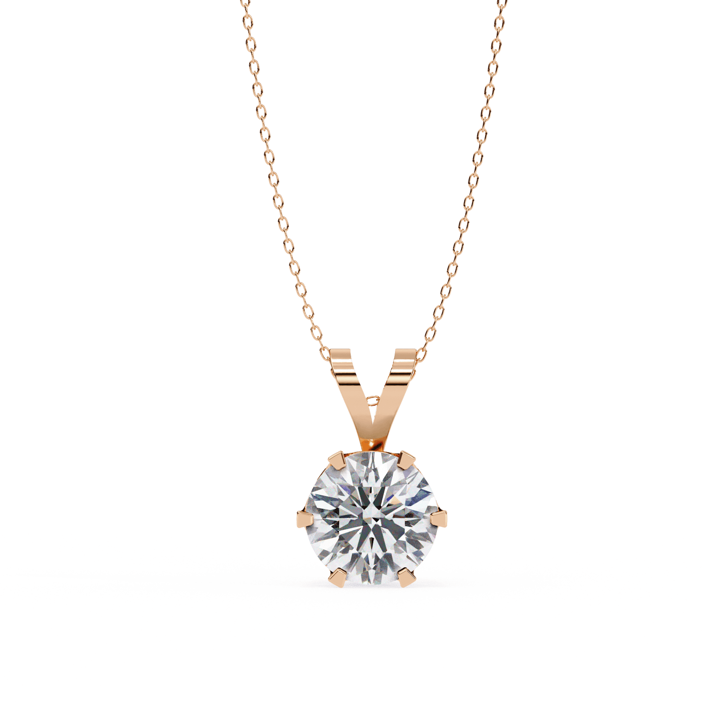 Gina - Round-cut Solitaire Pendant in a Classic 6-Prong Setting