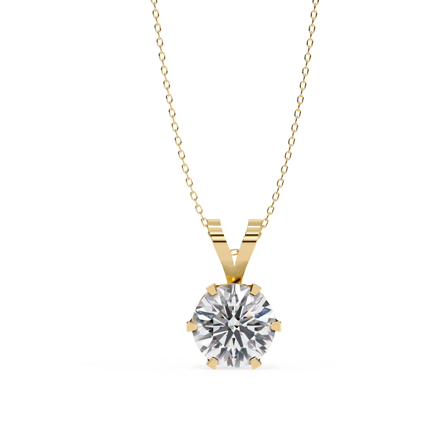 Gina - Round-cut Solitaire Pendant in a Classic 6-Prong Setting