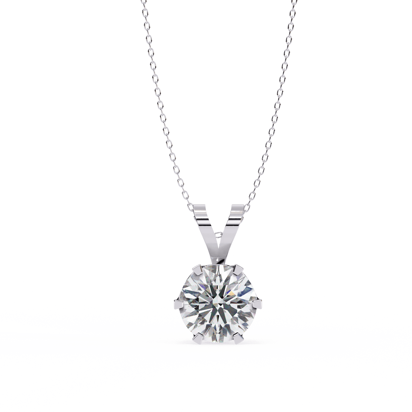 Gina - Round-cut Solitaire Pendant in a Classic 6-Prong Setting