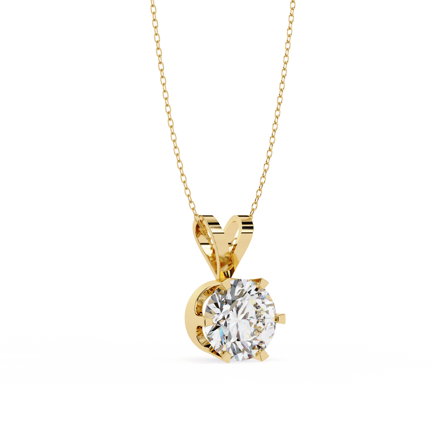 Gina - Round-cut Solitaire Pendant in a Classic 6-Prong Setting