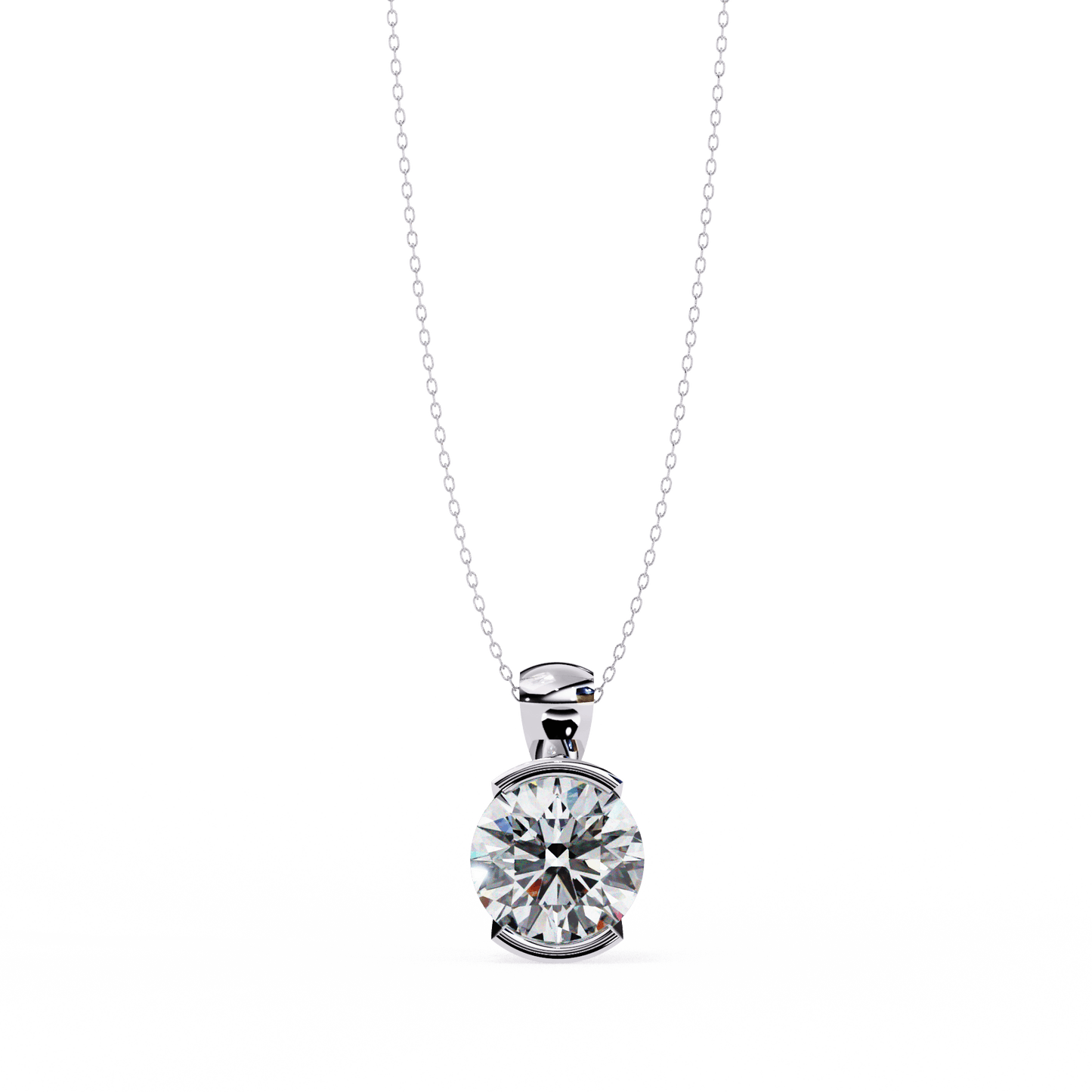 Hailey - Half Bezel Round Diamond Pendant