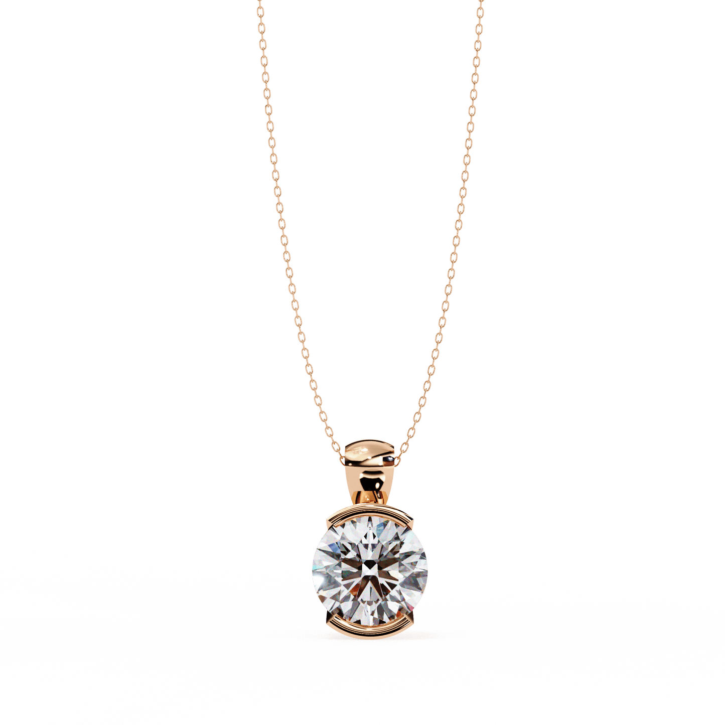 Hailey - Half Bezel Round Diamond Pendant