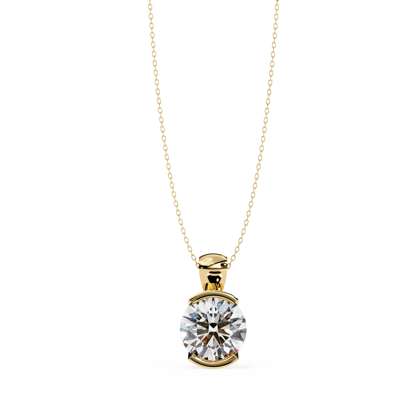Hailey - Half Bezel Round Diamond Pendant