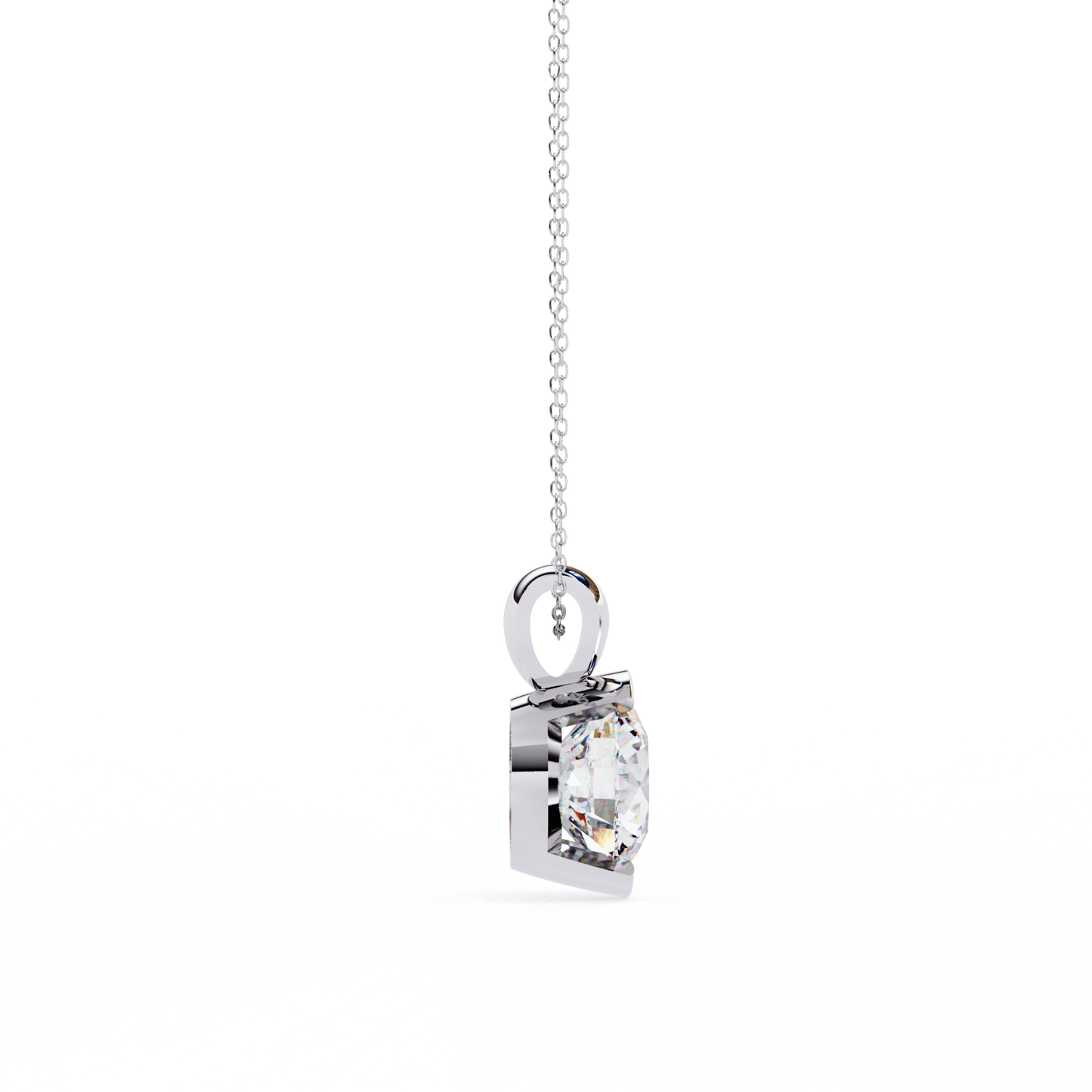 Hailey - Half Bezel Round Diamond Pendant