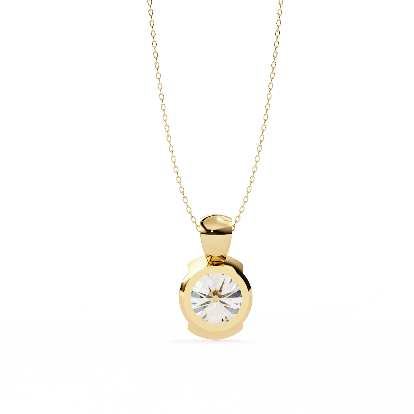 Hailey - Half Bezel Round Diamond Pendant