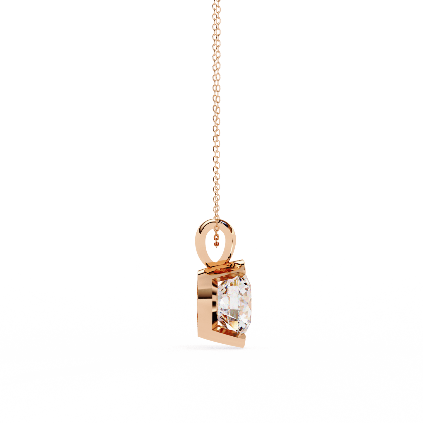 Hailey - Half Bezel Round Diamond Pendant