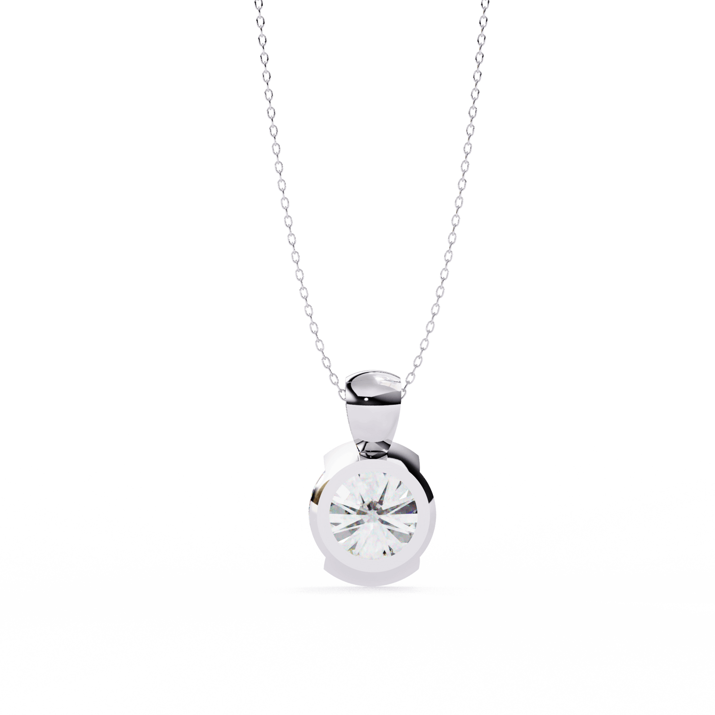 Hailey - Half Bezel Round Diamond Pendant