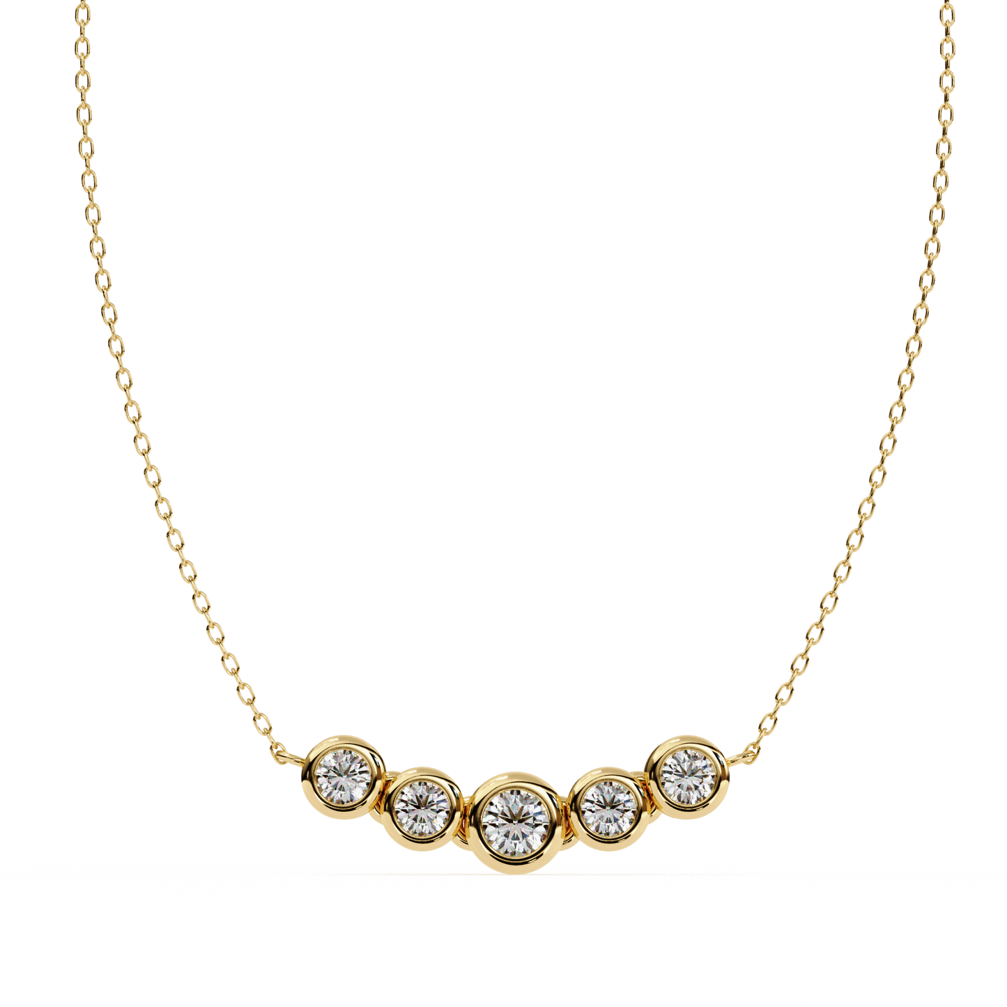 Heather – Graduated Bezel-Set Diamond Bar Necklace