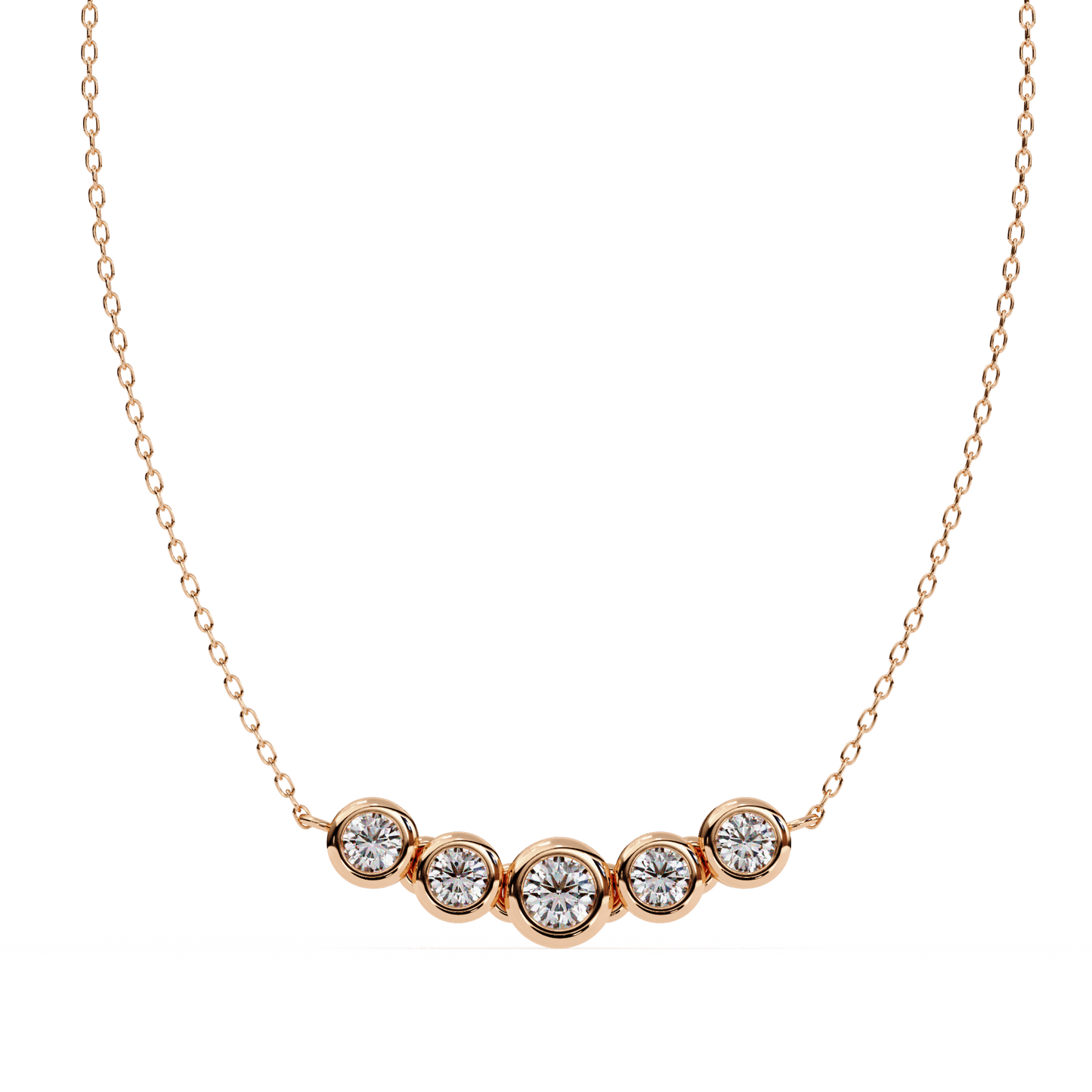 Heather – Graduated Bezel-Set Diamond Bar Necklace