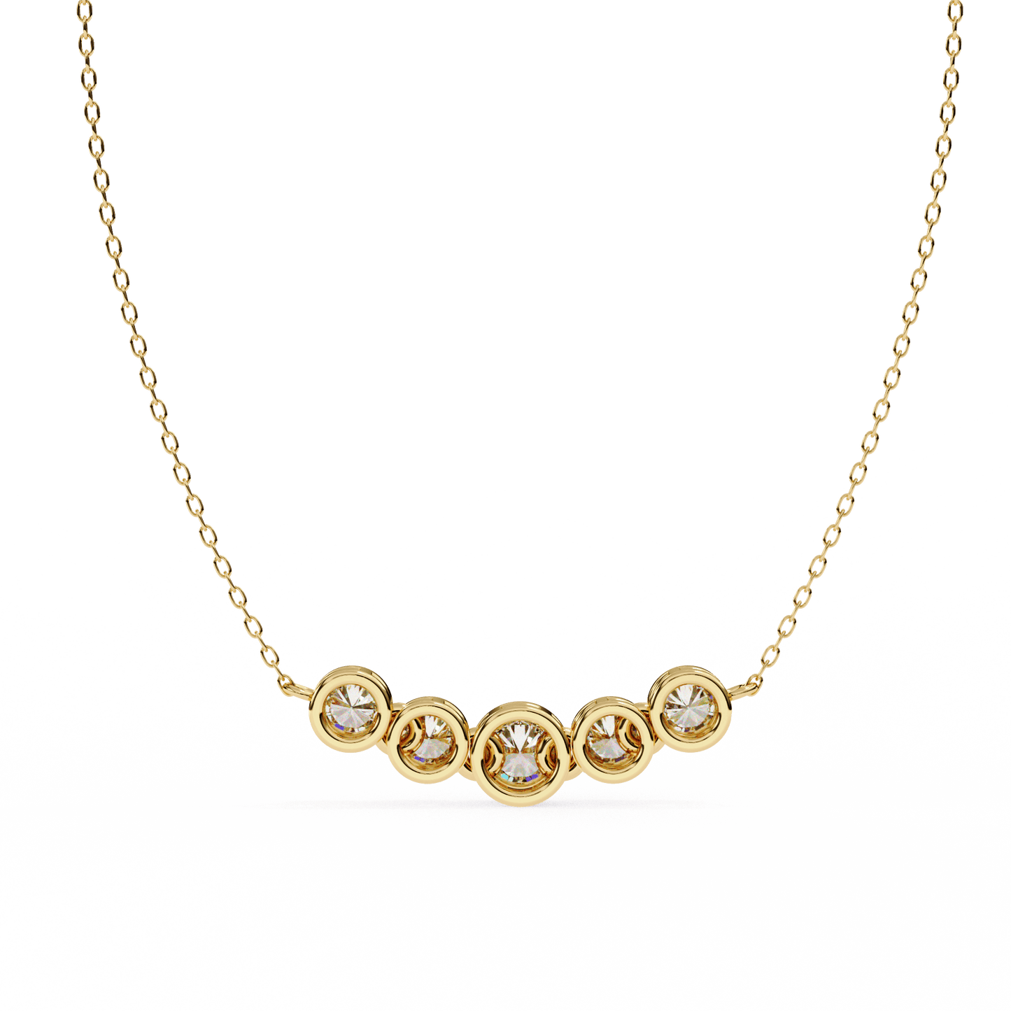 Heather – Graduated Bezel-Set Diamond Bar Necklace