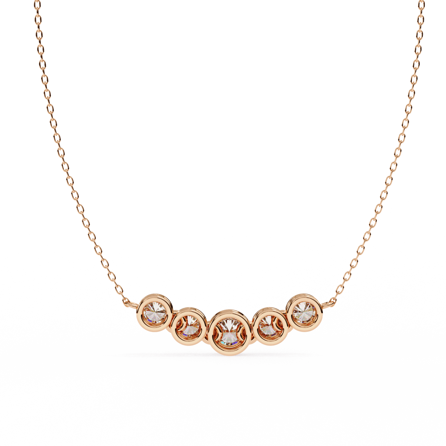 Heather – Graduated Bezel-Set Diamond Bar Necklace