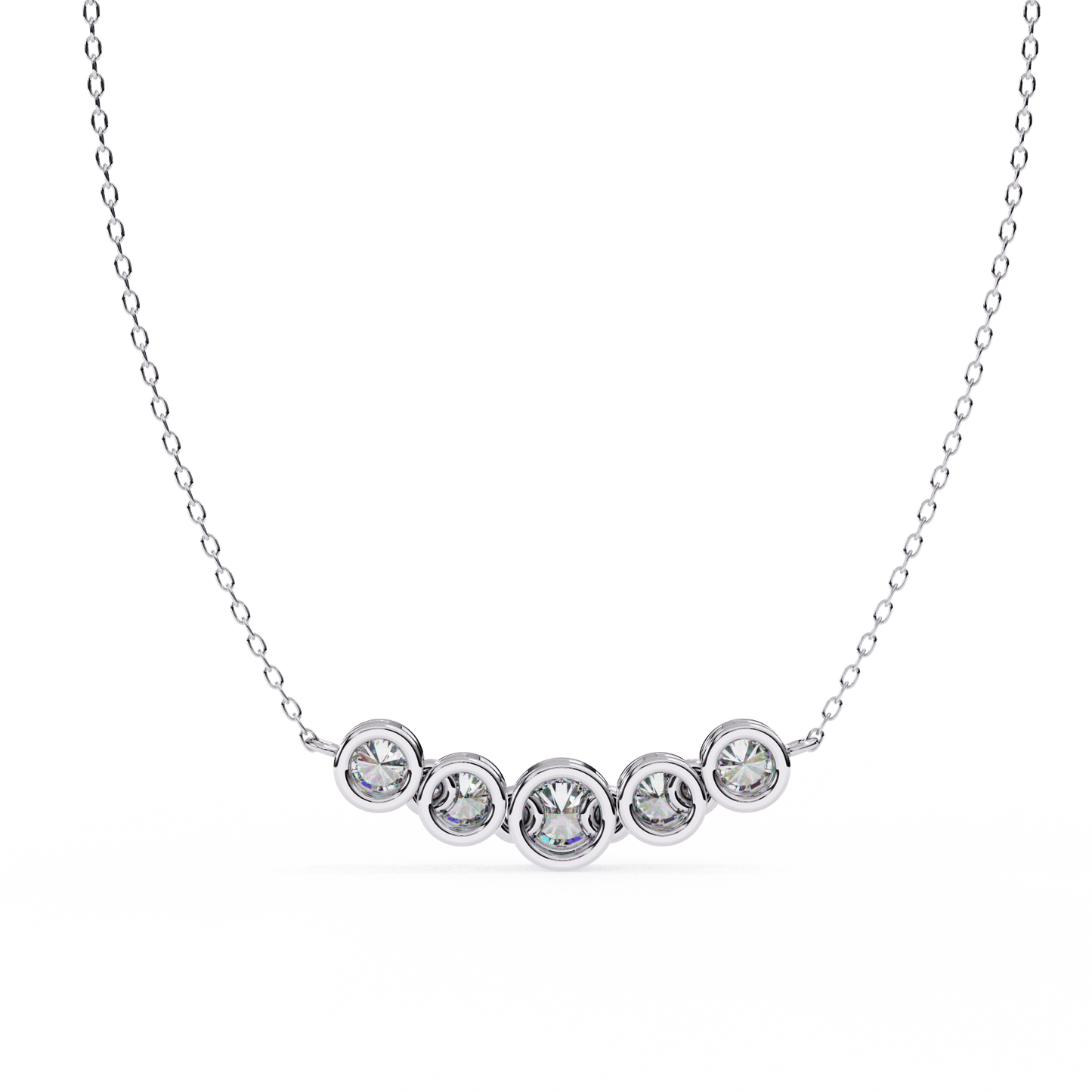Heather – Graduated Bezel-Set Diamond Bar Necklace
