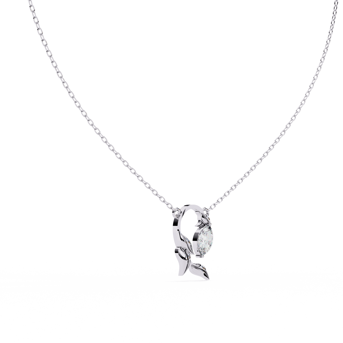Elowen – Marquise Diamond Sculpted Leaf Pendant