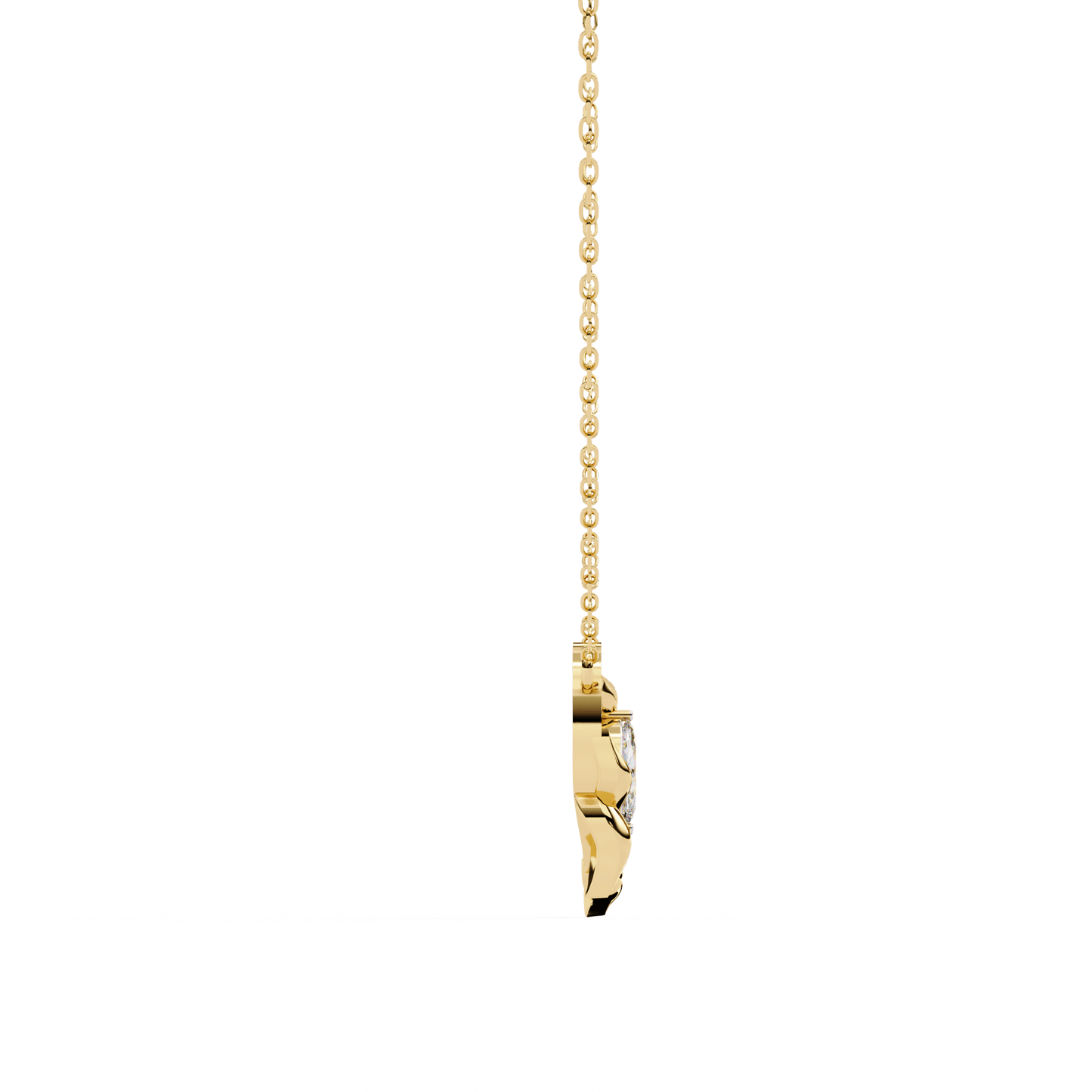 Elowen – Marquise Diamond Sculpted Leaf Pendant