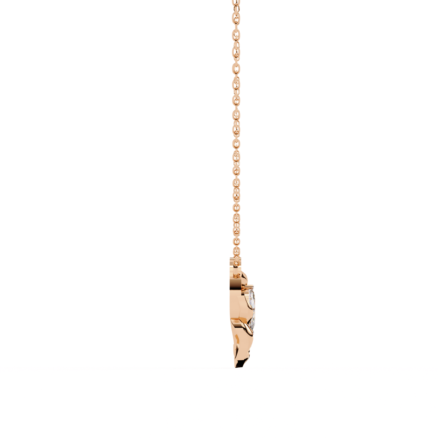 Elowen – Marquise Diamond Sculpted Leaf Pendant