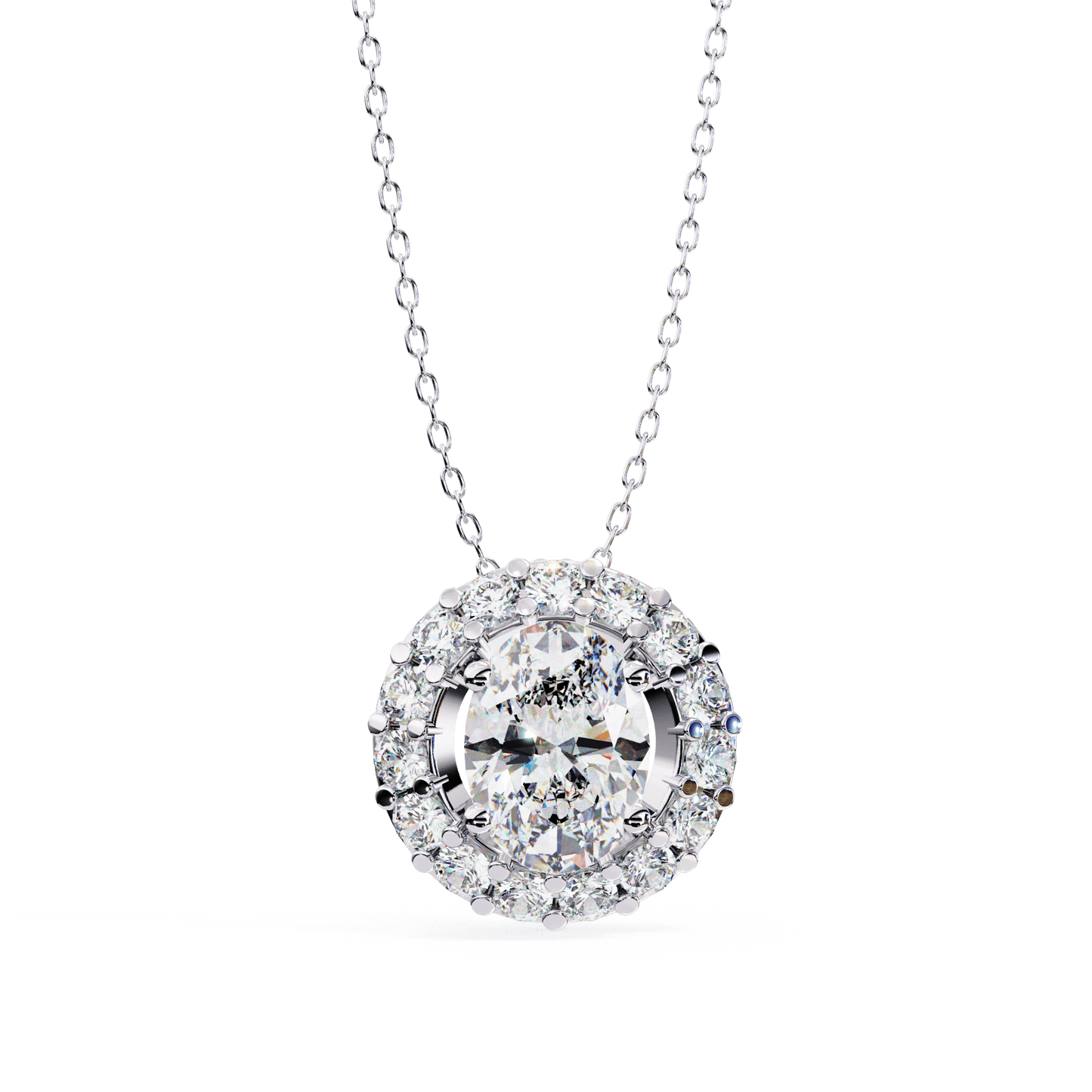Kylie – Oval Diamond Halo Pendant