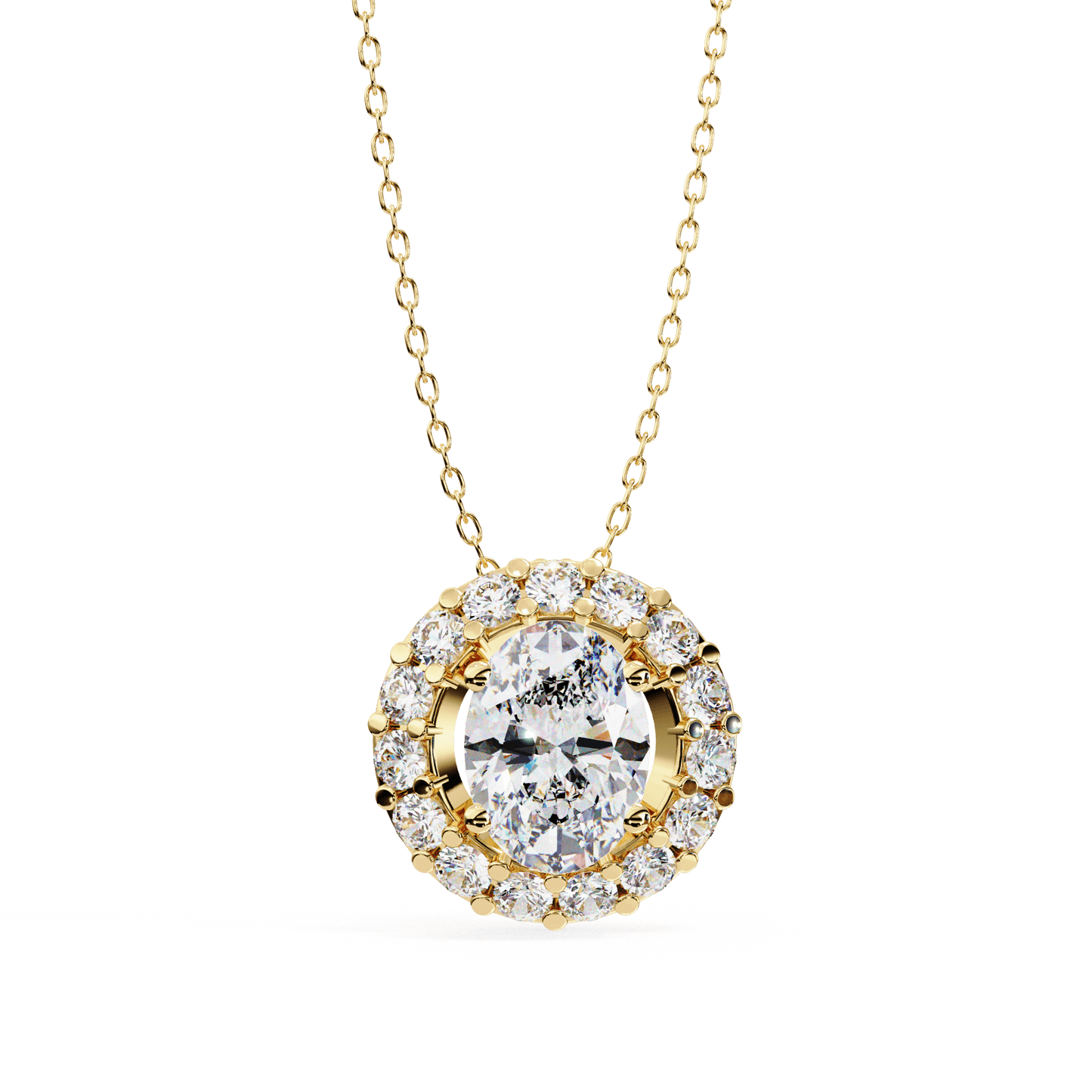 Kylie – Oval Diamond Halo Pendant