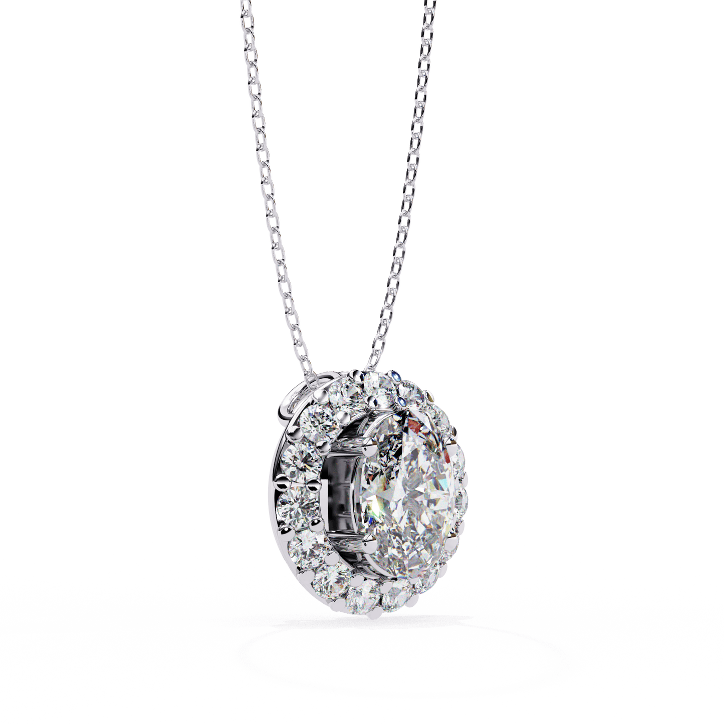 Kylie – Oval Diamond Halo Pendant