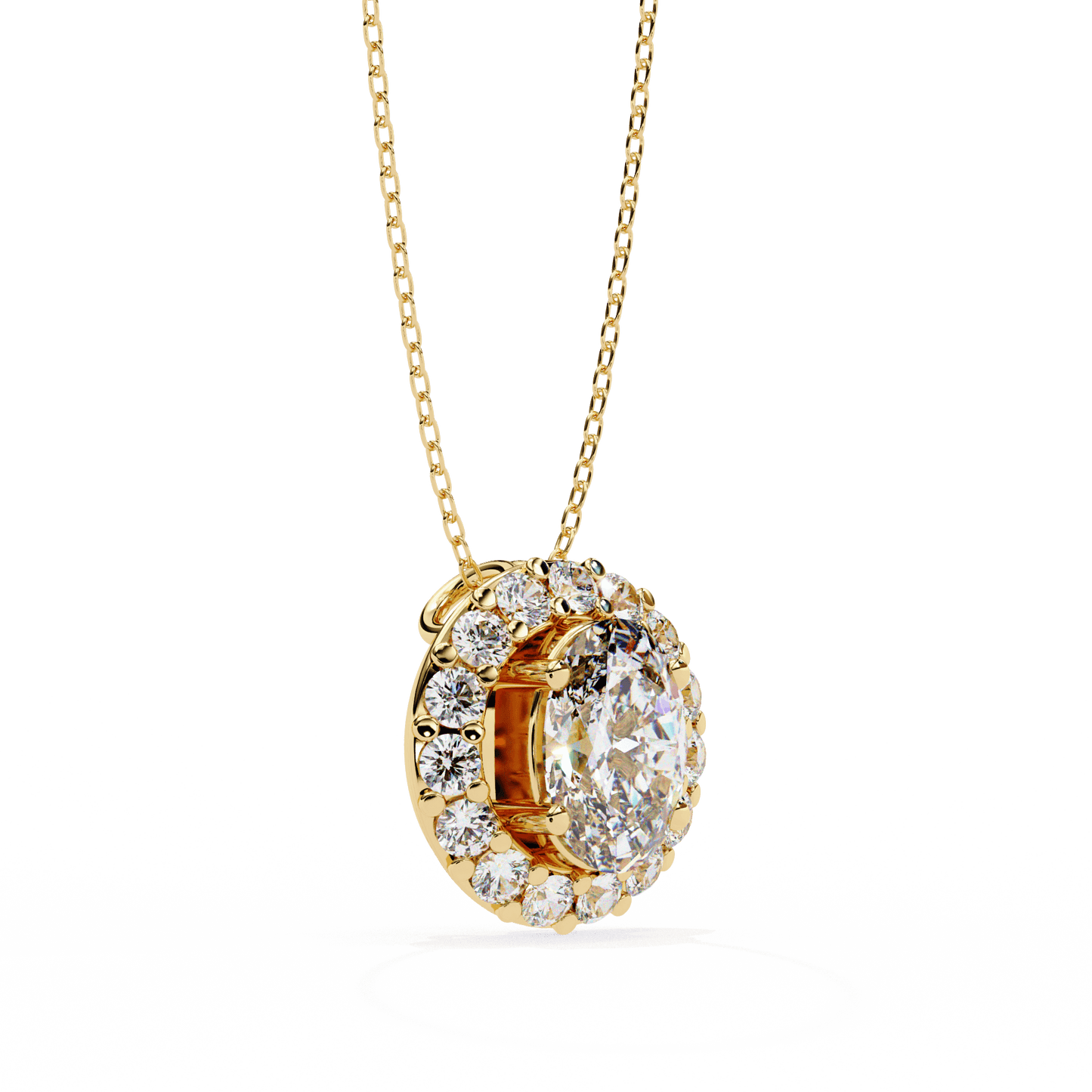 Kylie – Oval Diamond Halo Pendant