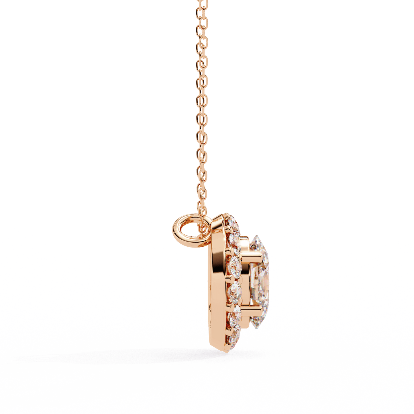 Kylie – Oval Diamond Halo Pendant