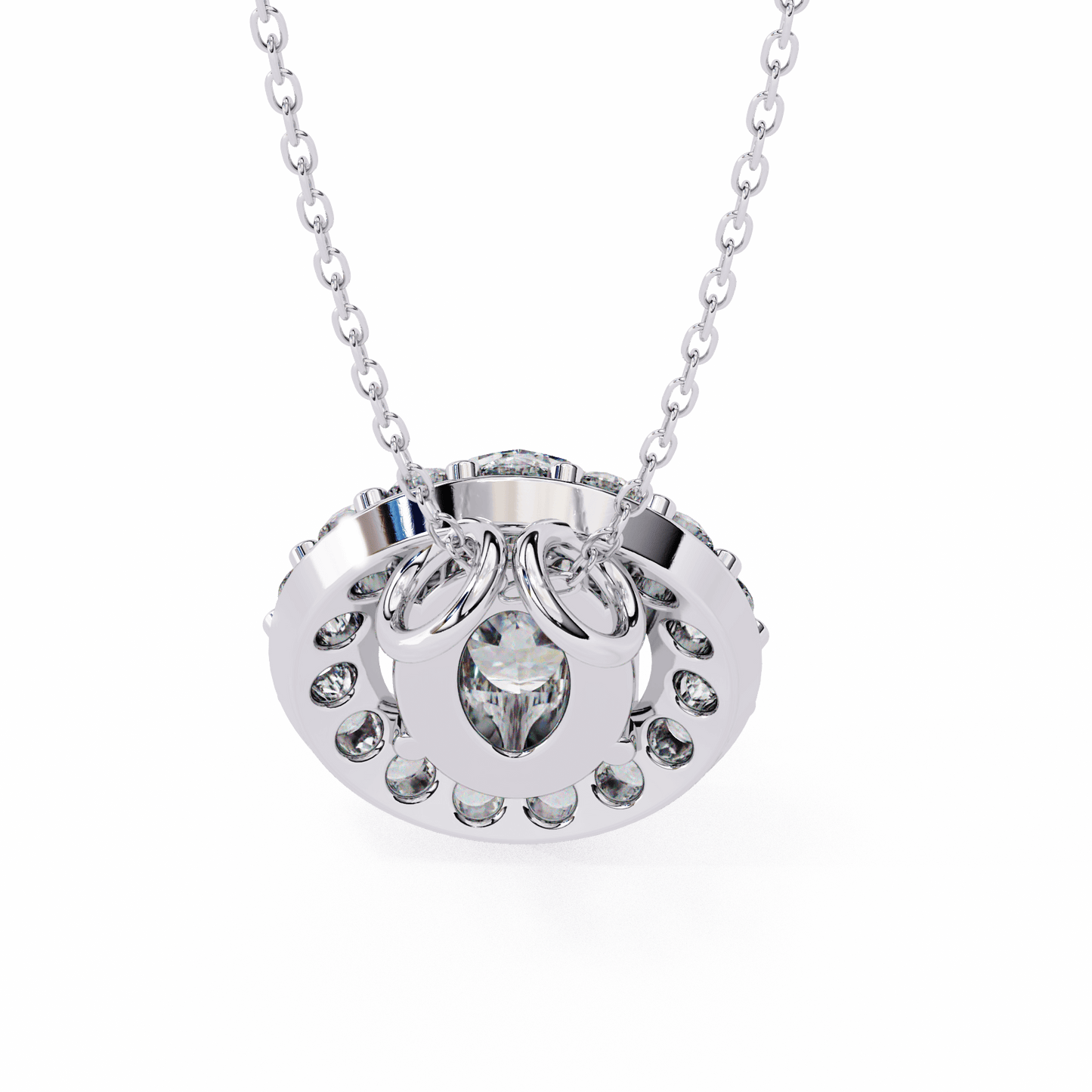 Kylie – Oval Diamond Halo Pendant