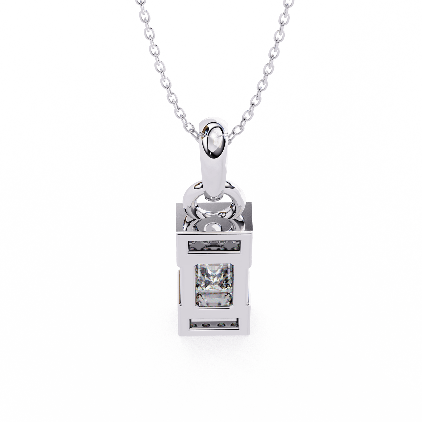 Lucia - Emerald Solitaire Pendant with Accent Diamonds