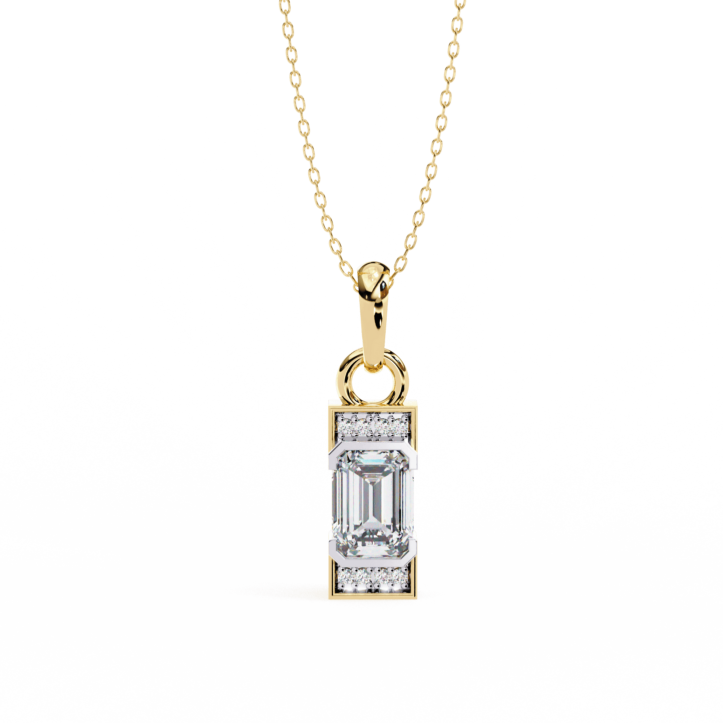 Lucia - Emerald Solitaire Pendant with Accent Diamonds