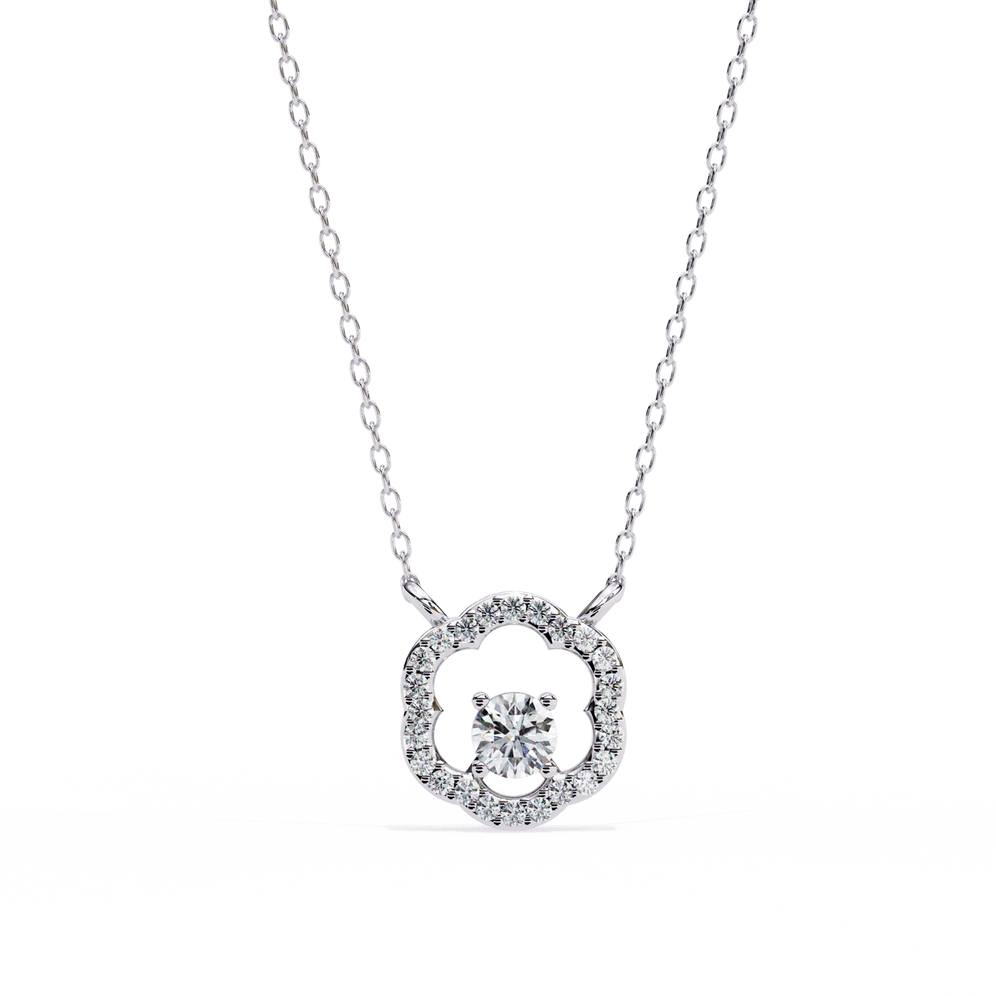 Marcia – Petal Halo Accent Diamond Pendant
