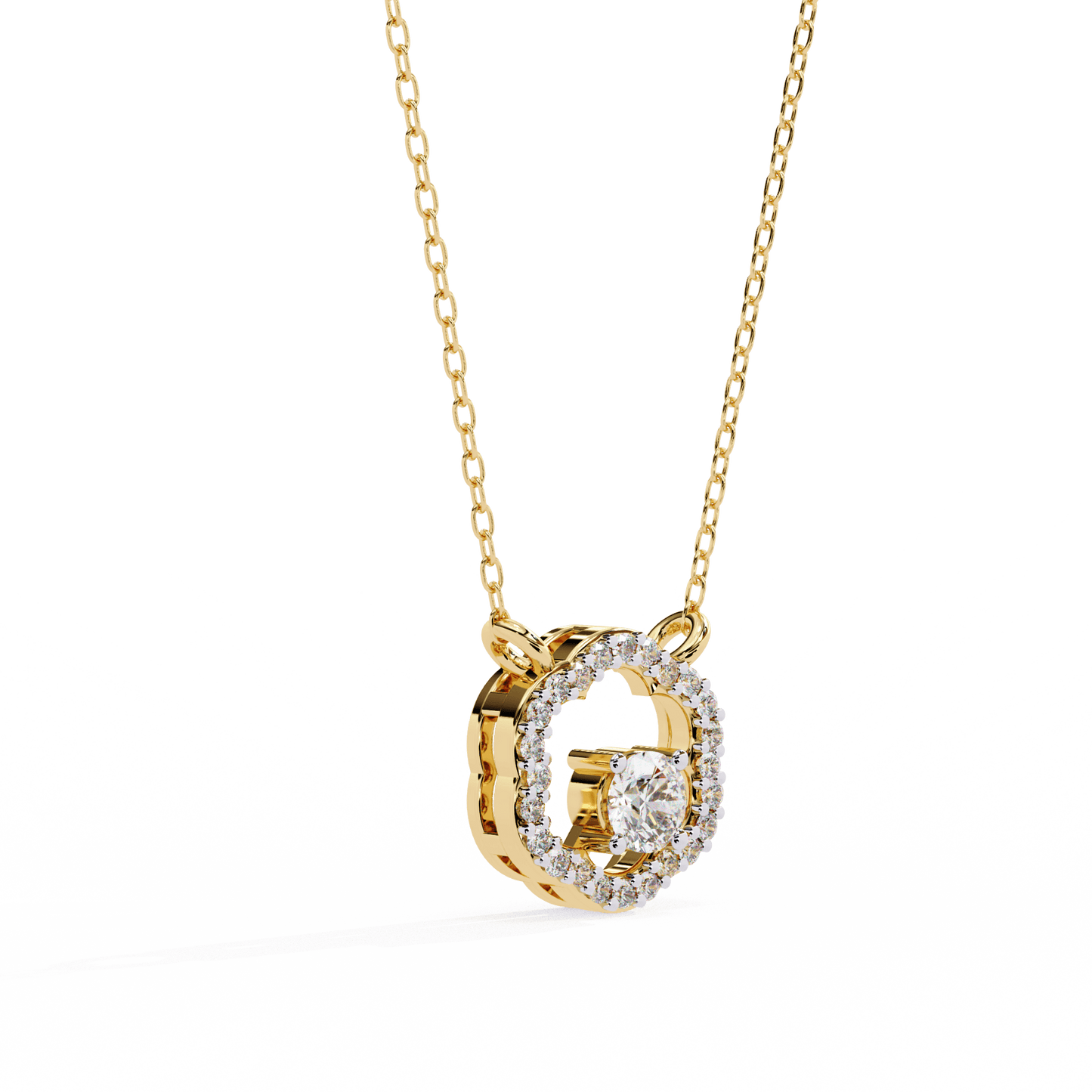 Marcia – Petal Halo Accent Diamond Pendant