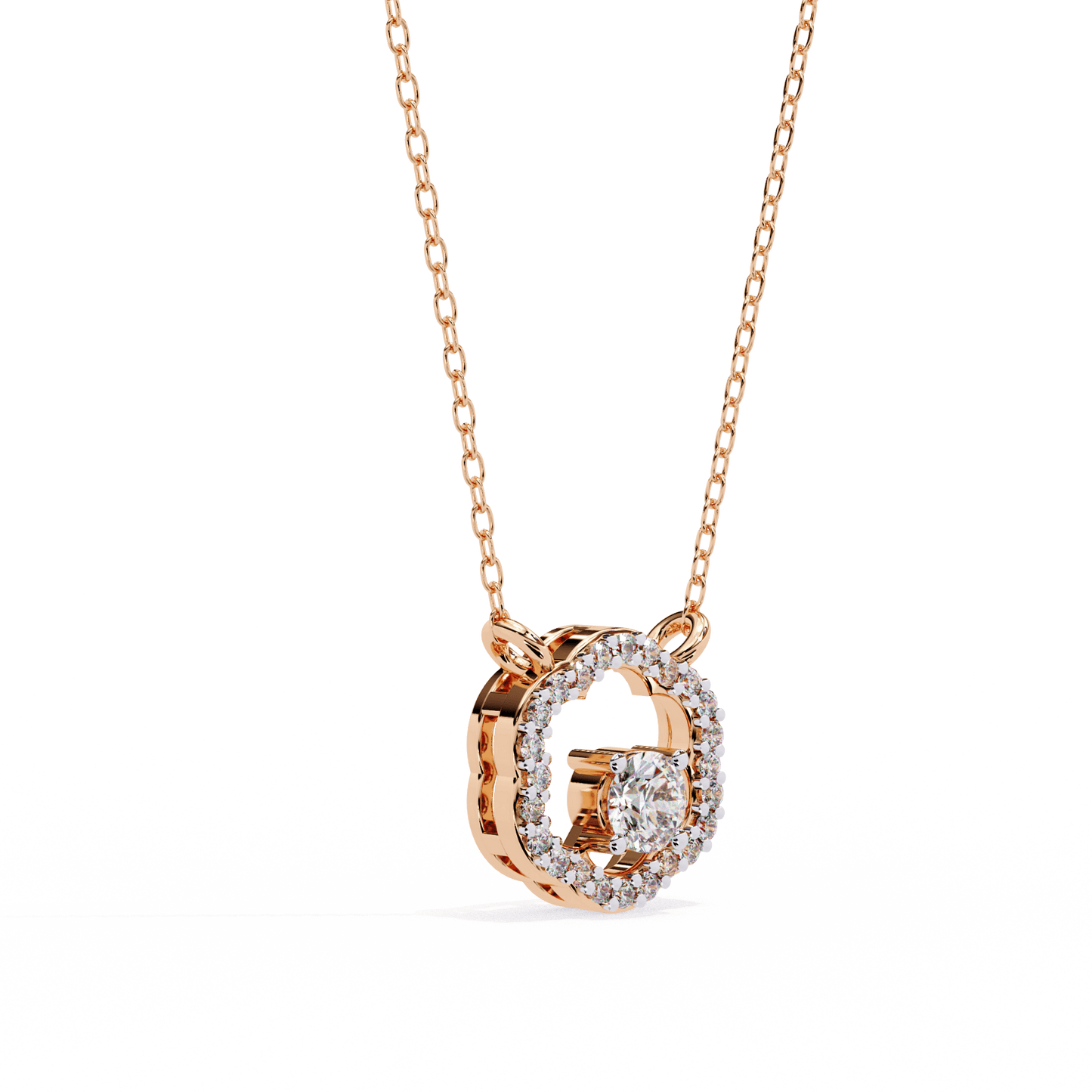 Marcia – Petal Halo Accent Diamond Pendant