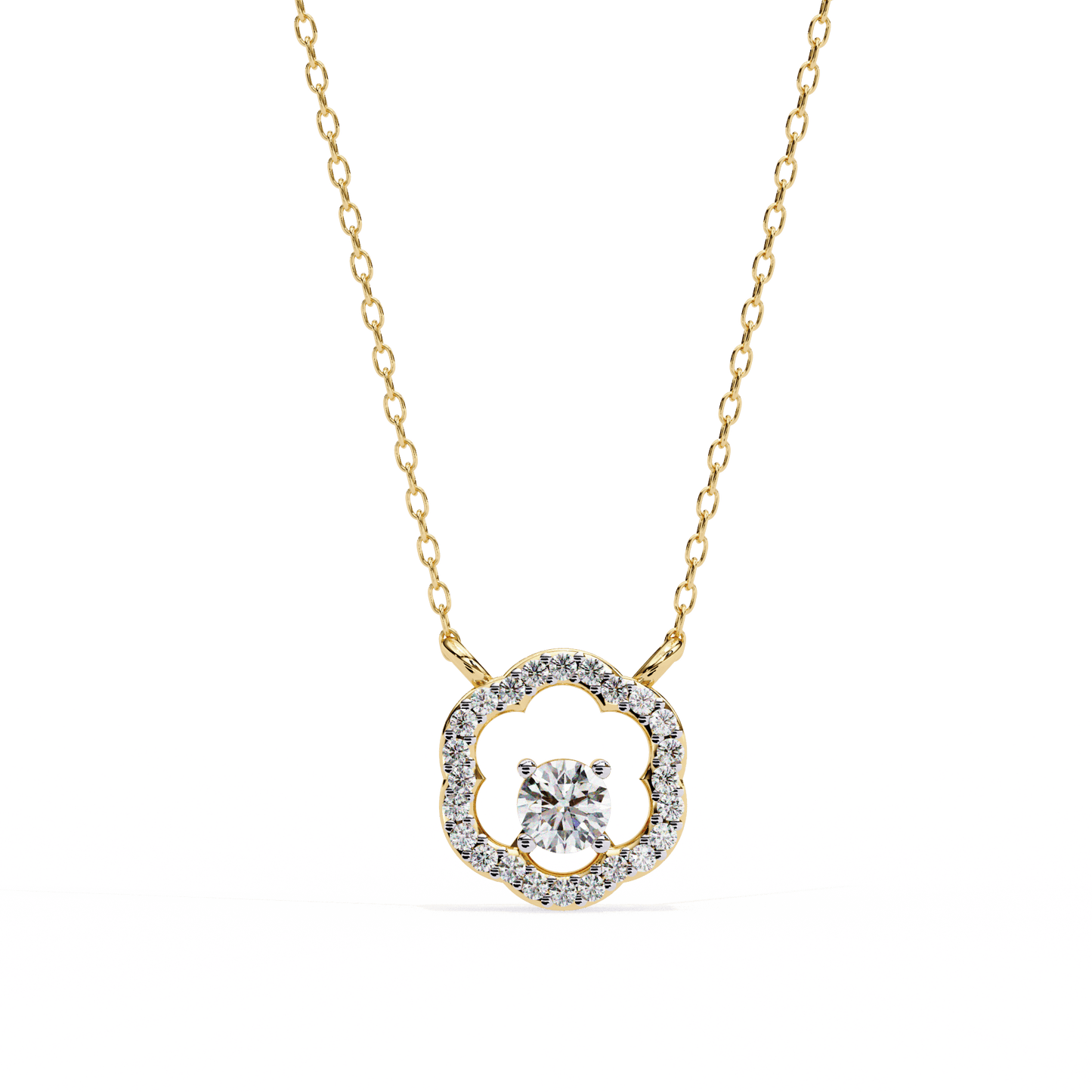 Marcia – Petal Halo Accent Diamond Pendant