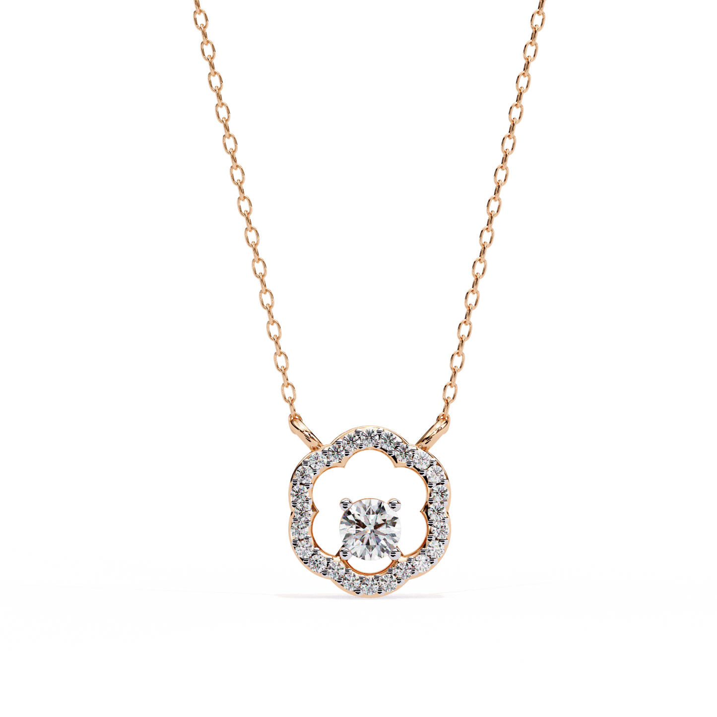 Marcia – Petal Halo Accent Diamond Pendant