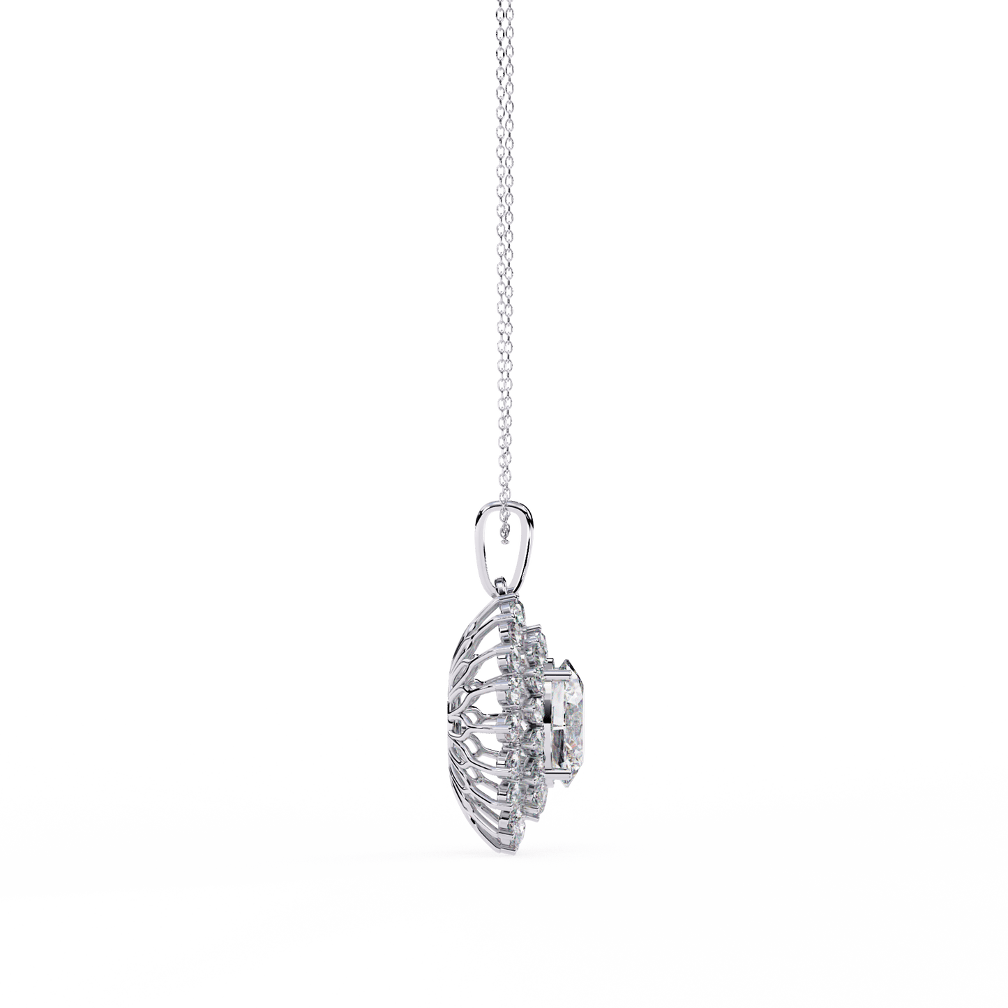 Adrienne – Double Halo Oval Diamond Pendant