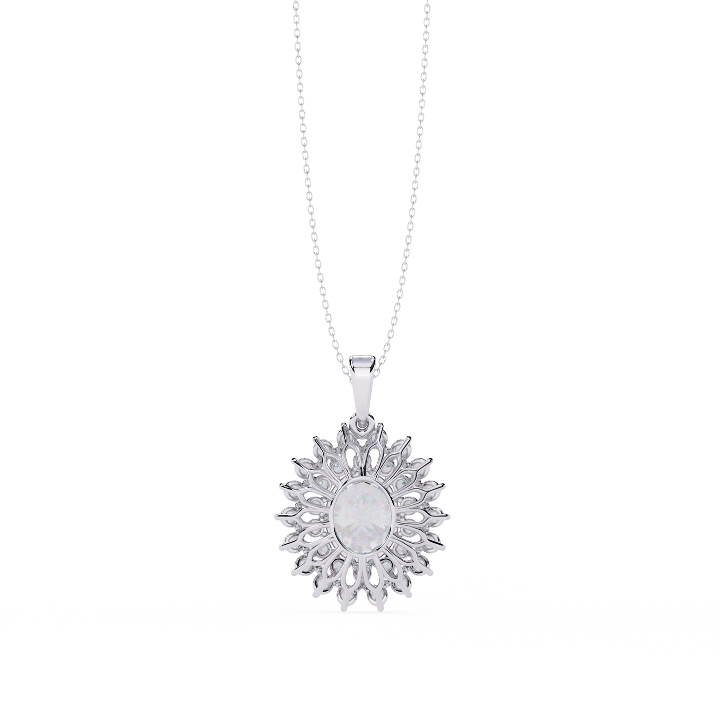 Adrienne – Double Halo Oval Diamond Pendant