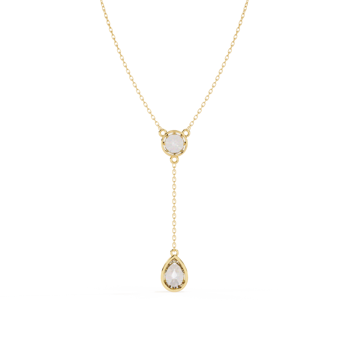 Amina – Dual Solitaire Drop Pendant