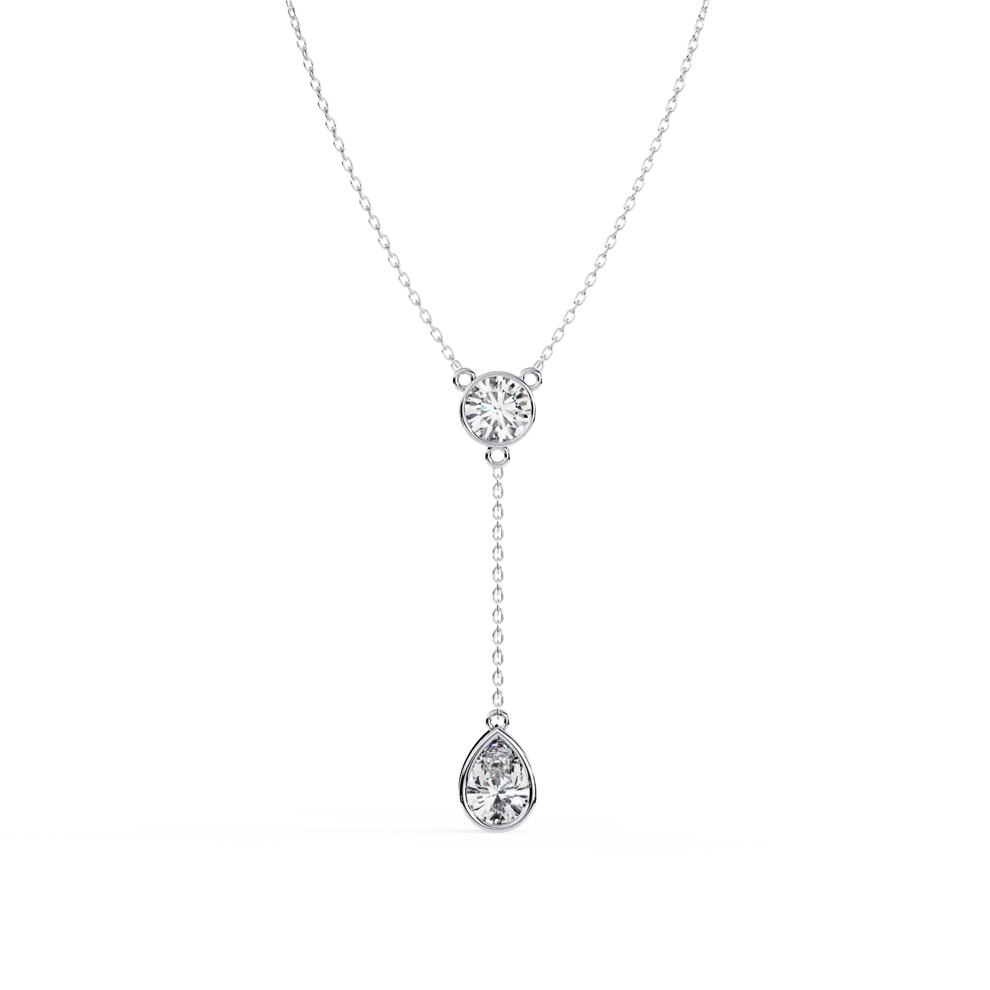 Amina – Dual Solitaire Drop Pendant