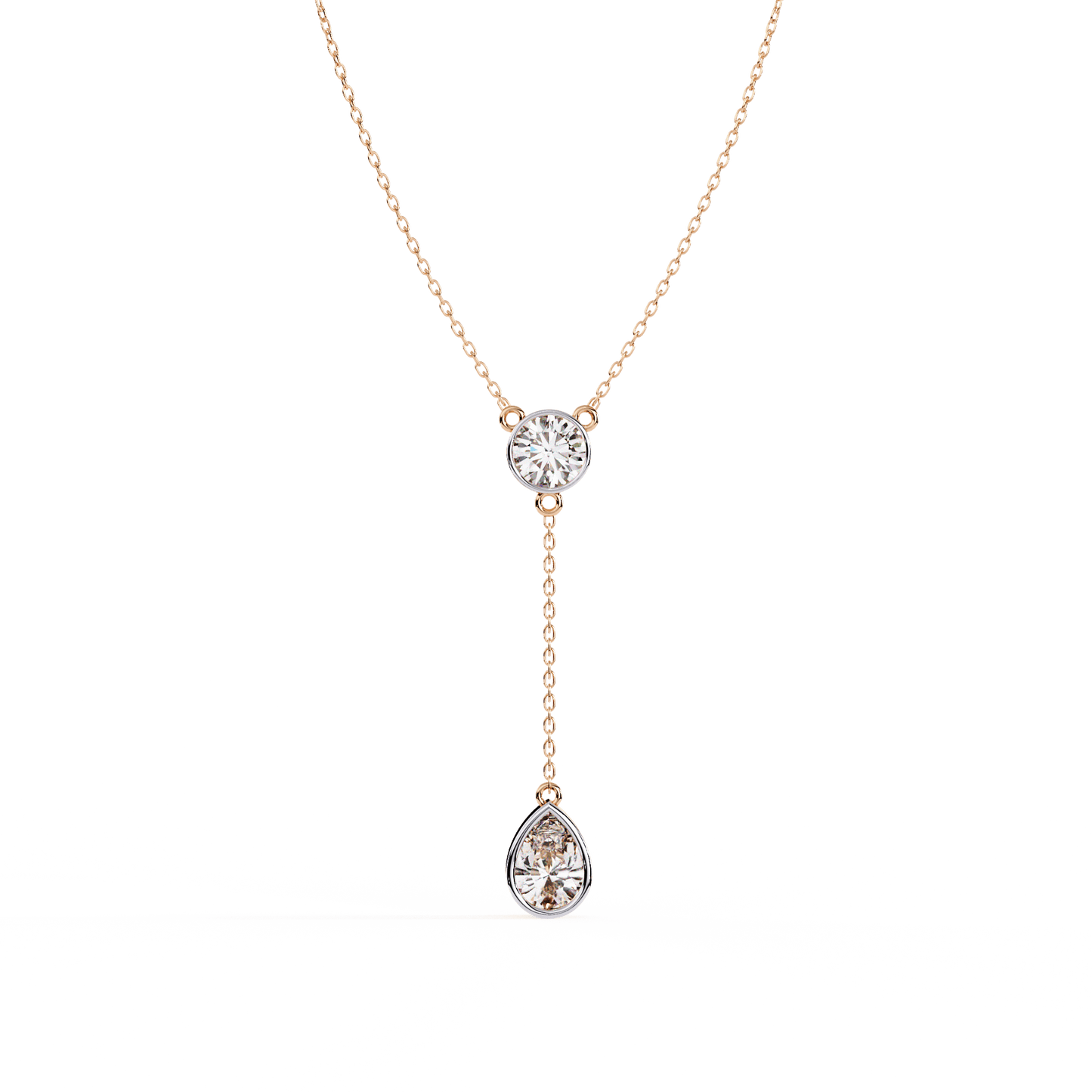 Amina – Dual Solitaire Drop Pendant