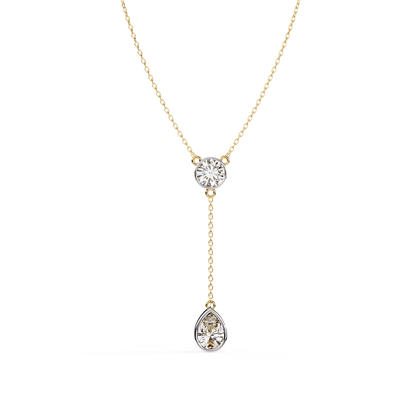 Amina – Dual Solitaire Drop Pendant