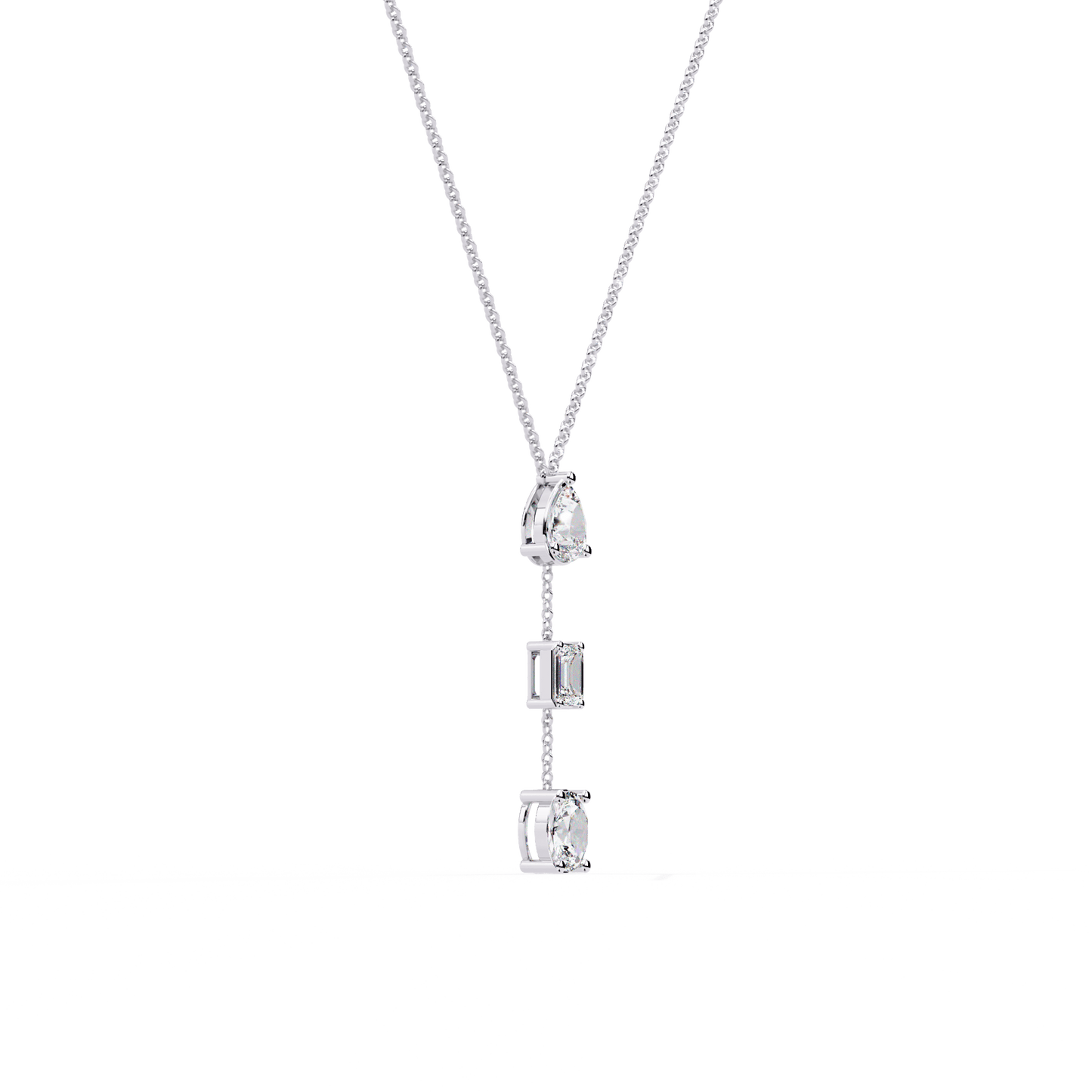 Azar- Three-Stone Solitaire Drop Pendant