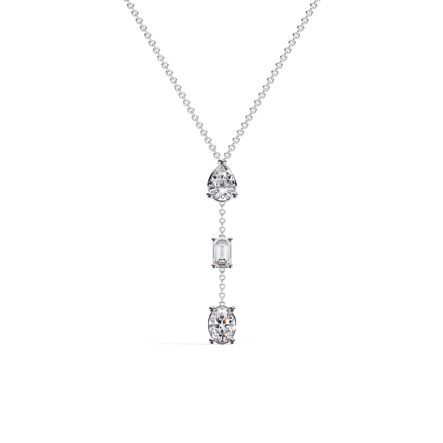 Azar- Three-Stone Solitaire Drop Pendant