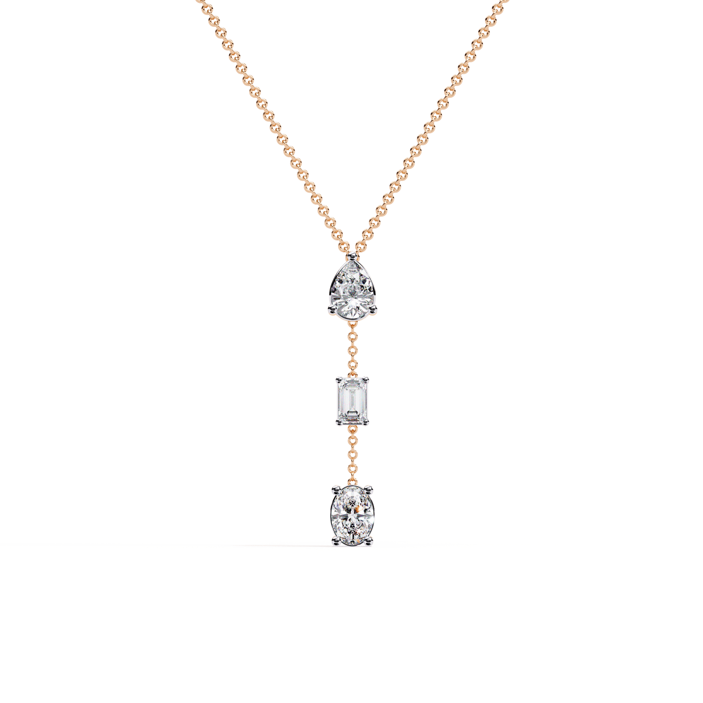 Azar- Three-Stone Solitaire Drop Pendant