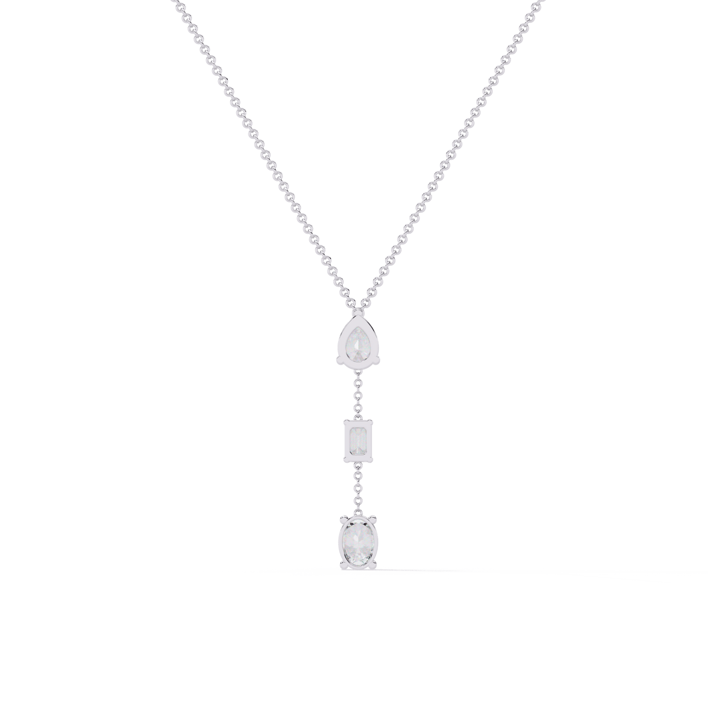 Azar- Three-Stone Solitaire Drop Pendant