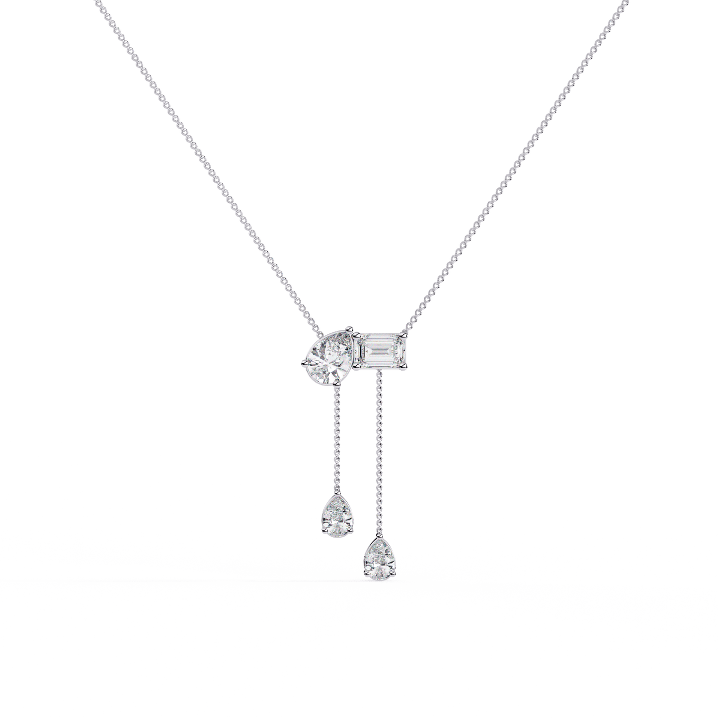 Camille – Pear & Emerald Drop Pendant with Accent Pears