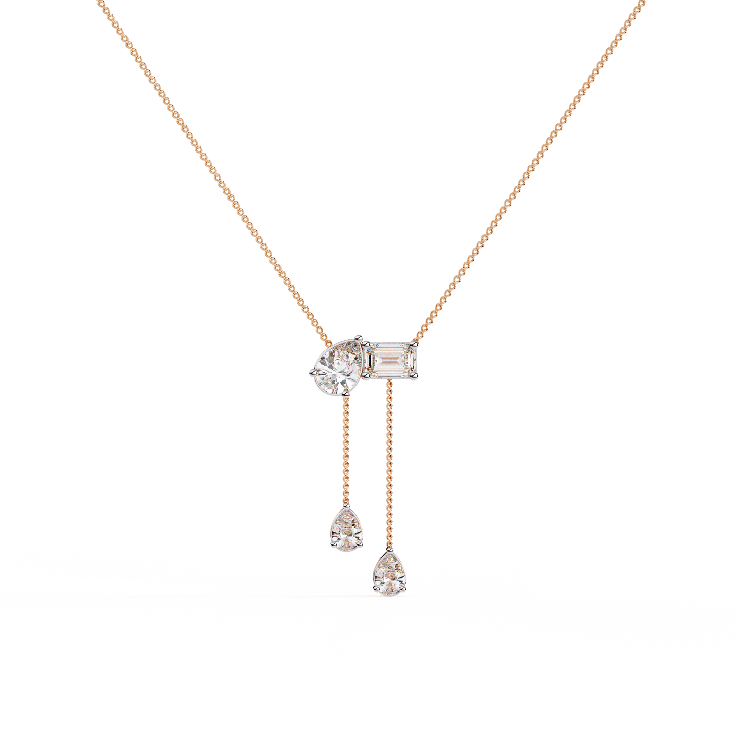 Camille – Pear & Emerald Drop Pendant with Accent Pears