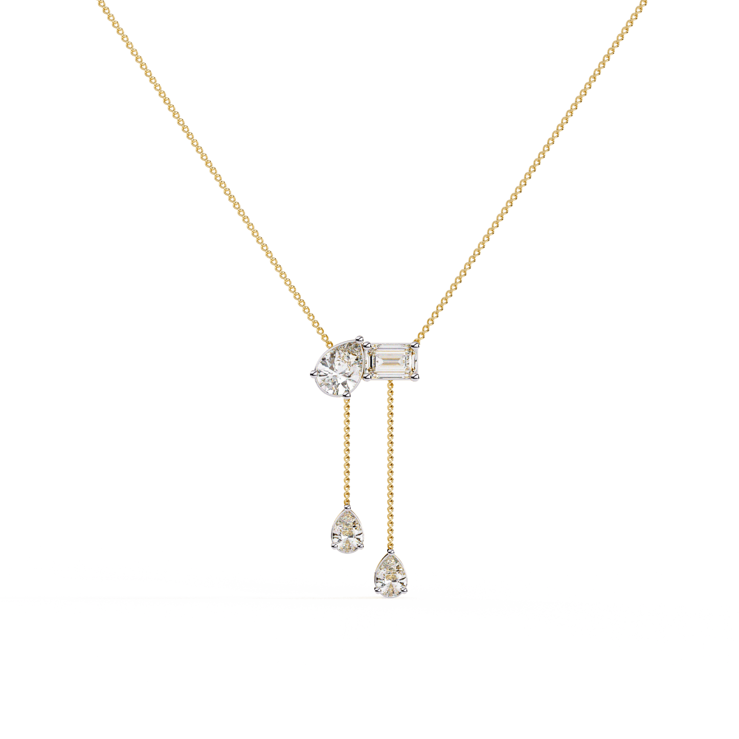Camille – Pear & Emerald Drop Pendant with Accent Pears