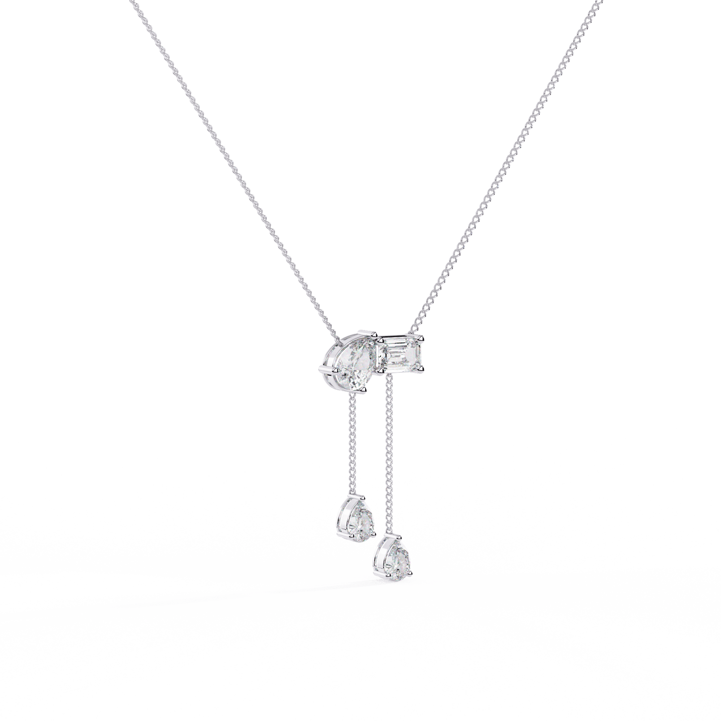 Camille – Pear & Emerald Drop Pendant with Accent Pears