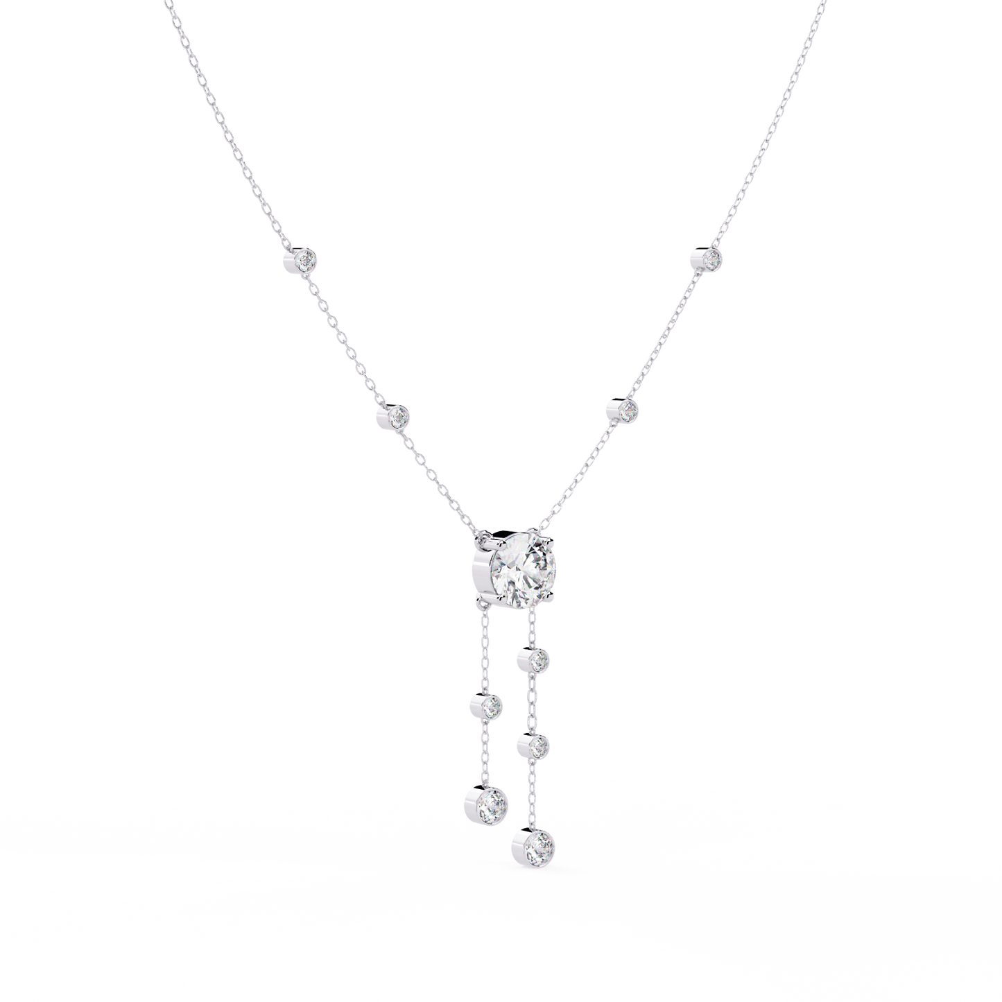 Candace - Round-Cut Diamond Drop Necklace