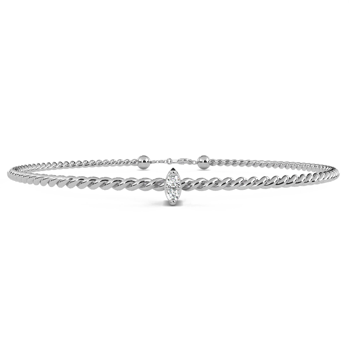 Parisa – Twisted Gold Bangle with Diamond Accent