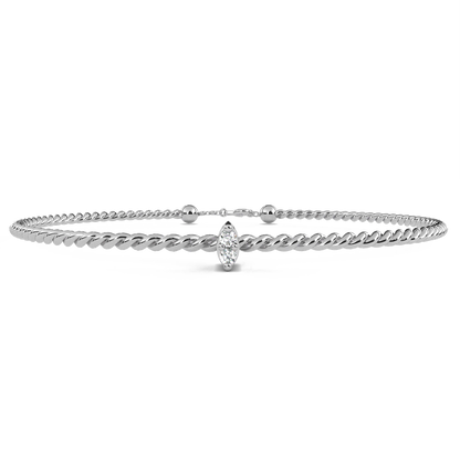Parisa – Twisted Gold Bangle with Diamond Accent